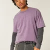 Boxy Crop Heavyweight Washed Crew T-skjorte