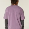Boxy Crop Heavyweight Washed Crew T-skjorte