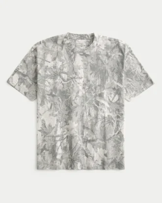 Boxy Heavyweight Camo Crew T-skjorte