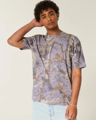 Boxy Heavyweight Camo Crew T-skjorte