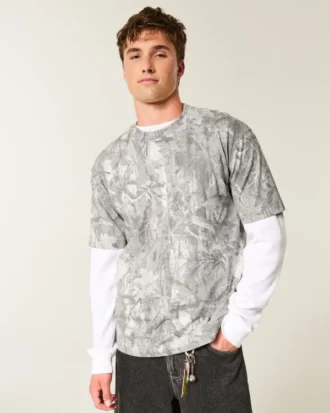 Boxy Heavyweight Camo Crew T-skjorte