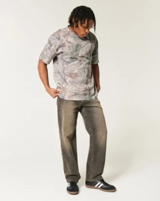 Boxy Heavyweight Camo Crew T-skjorte