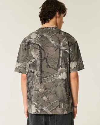 Boxy Heavyweight Camo Crew T-skjorte