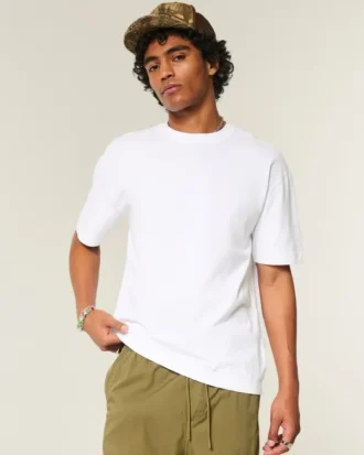 Boxy Heavyweight Cotton Crew T-skjorte