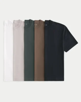 Boxy Heavyweight Cotton Crew T-skjorte 5-pakning