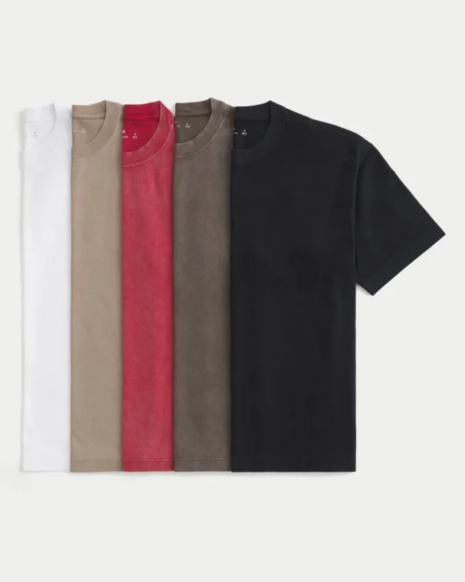 Boxy Heavyweight Crew T-skjorte 5-pakning