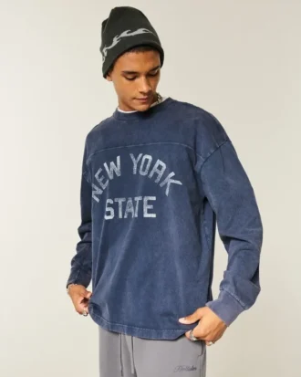Boxy Heavyweight langermet New York State Graphic Tee