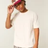 Boxy Heavyweight Micro Logo Crew T-skjorte