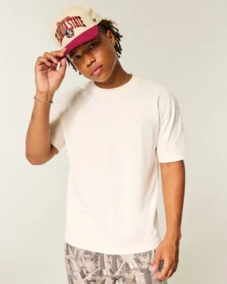 Boxy Heavyweight Micro Logo Crew T-skjorte