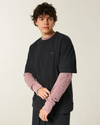 Boxy Heavyweight Micro Logo Crew T-skjorte