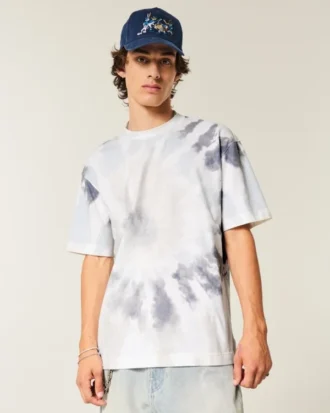 Boxy Heavyweight Tie-Dye Cotton Crew T-skjorte