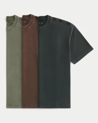 Boxy Heavyweight Washed Cotton Crew T-skjorte 3-pak