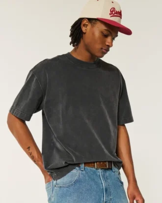Boxy Heavyweight Washed Crew T-skjorte