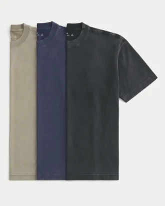 Boxy Heavyweight Washed Crew T-skjorte 3-pakning