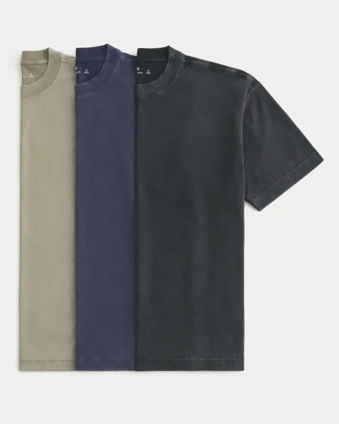 Boxy Heavyweight Washed Crew T-skjorte 3-pakning