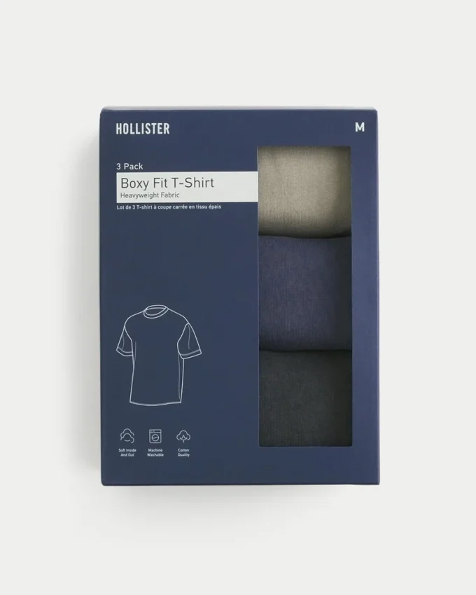 Boxy Heavyweight Washed Crew T-skjorte 3-pakning