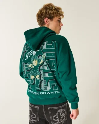 Boxy Michigan State University Spartans grafisk hettegenser
