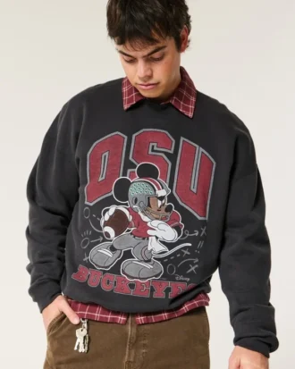 Boxy Mickey Mouse Ohio State Buckeyes grafisk sweatshirt