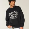 Boxy Motor City Auto Repairs grafisk crew-genser