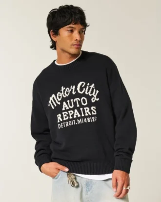 Boxy Motor City Auto Repairs grafisk crew-genser