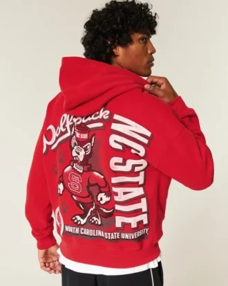 Boxy North Carolina State University Wolfpack grafisk hettegenser