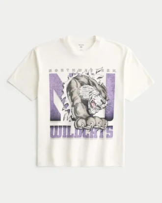 Boxy Northwestern University Wildcats grafisk T-skjorte