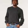 Boxy Rose Graphic Crew Sweater