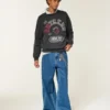 Boxy Rutgers University Scarlet Knights Graphic Crew Sweatshirt