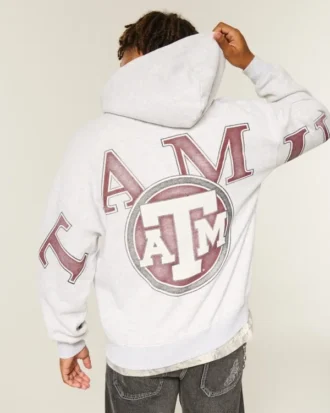 Boxy Texas A&M University Aggies grafisk hettegenser med glidelås