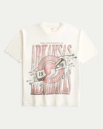 Boxy University of Arkansas Razorbacks grafisk T-skjorte