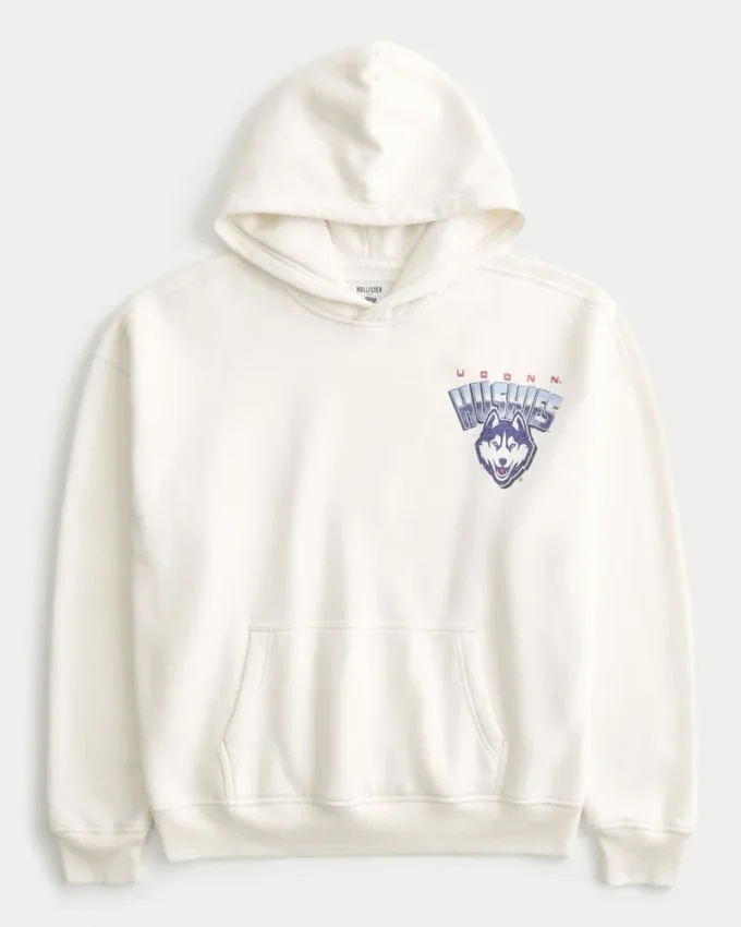 Boxy University of Connecticut Huskies grafisk hettegenser