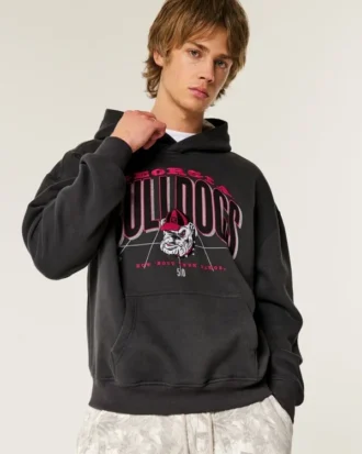 Boxy University of Georgia Bulldogs grafisk hettegenser