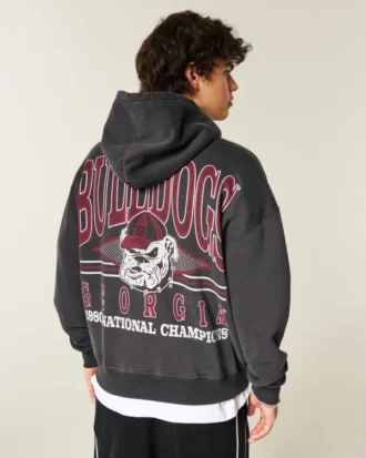 Boxy University of Georgia Bulldogs grafisk hettegenser