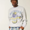 Boxy University of Michigan Wolverines grafisk crew-genser
