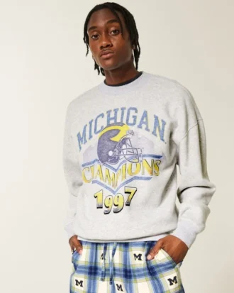 Boxy University of Michigan Wolverines grafisk crew-genser