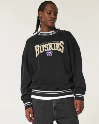 Boxy University of Washington Huskies grafisk crew-genser