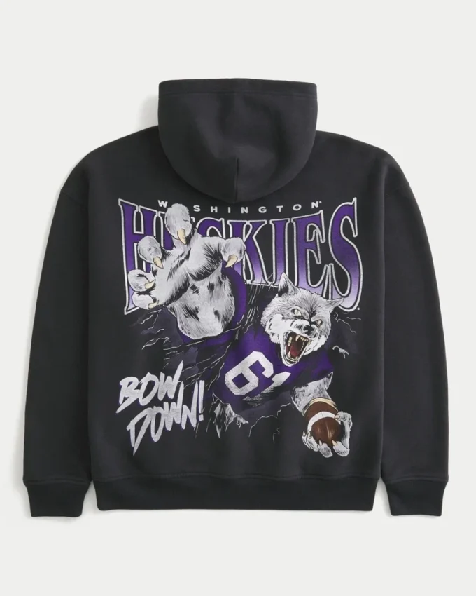Boxy University of Washington Huskies grafisk hettegenser