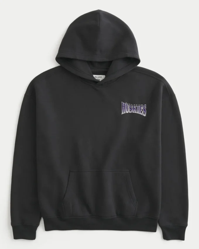 Boxy University of Washington Huskies grafisk hettegenser