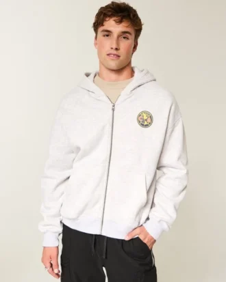 Boxy Zip-Up Club América Las Águilas grafisk hettegenser