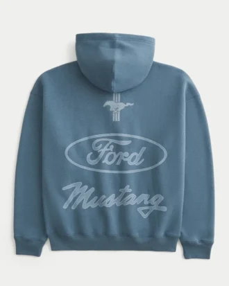 Boxy Zip-Up Ford Mustang Graphic Hoodie