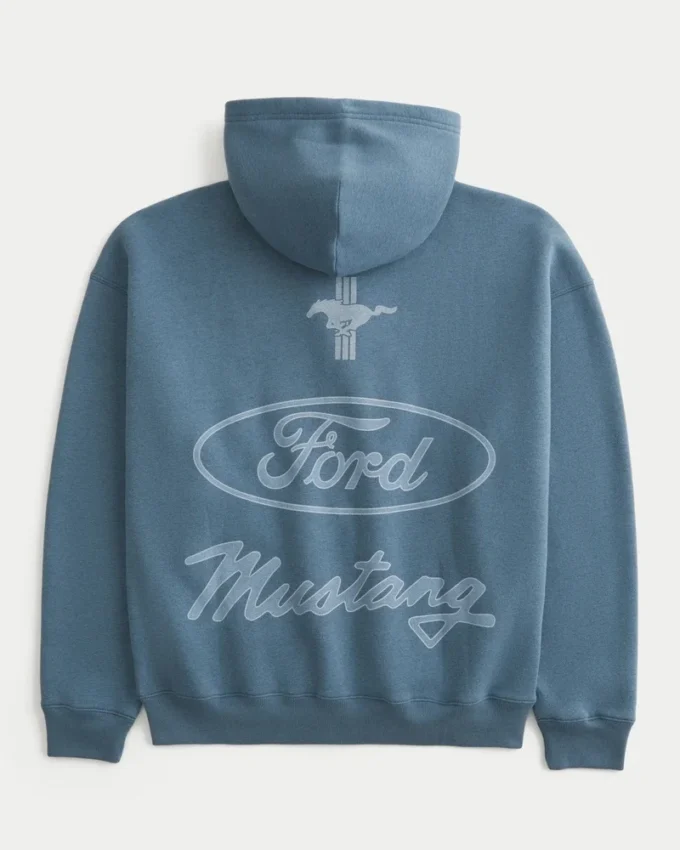 Boxy Zip-Up Ford Mustang Graphic Hoodie