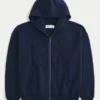 Boxy Zip-Up Number Graphic Hoodie