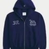 Boxy Zip-Up Penn State University Nittany Lions grafisk hettegenser
