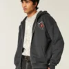 Boxy Zip-Up Rutgers University Graphic Hoodie