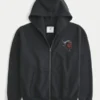 Boxy Zip-Up Rutgers University Graphic Hoodie