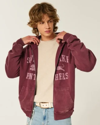 Boxy Zip-Up South Lake Panthers grafisk hettegenser