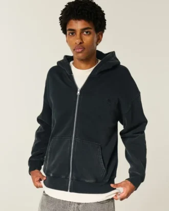 Boxy Zip-Up Spider Graphic Hoodie