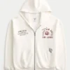 Boxy Zip-Up Texas A&M University Graphic Hoodie
