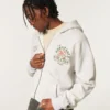 Boxy Zip-Up University of Miami Hurricanes Graphic Hoodie