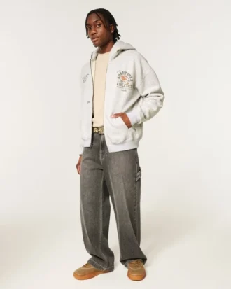 Boxy Zip-Up University of Miami Hurricanes Graphic Hoodie